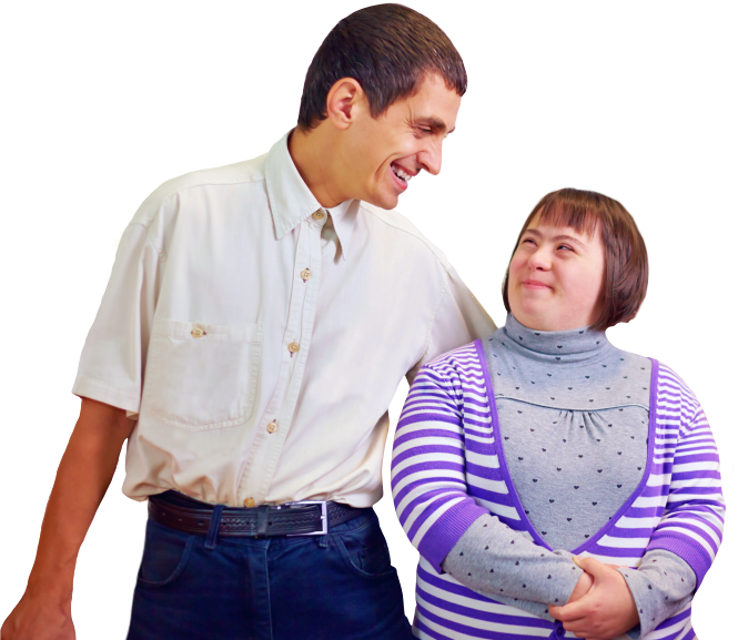 a photo of two people with intellectual disability
